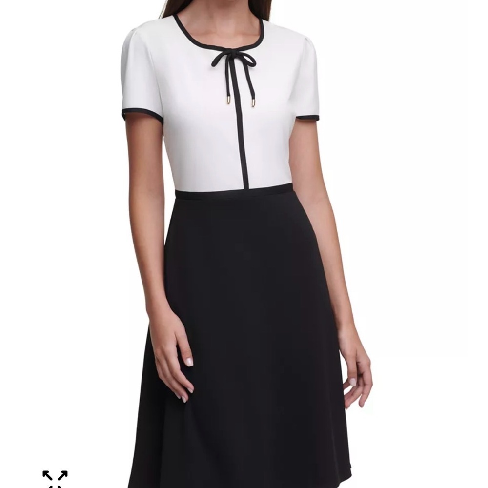 Karl Lagerfeld Paris Black and White Dress with Bow Detail